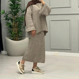 Women's Clothing 2025 New Wide Sleeve Sweater Half-Dress Fashion Sweater Casual Suit