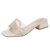Slippers Women's Fashion Wear 2025 New Korean Version Of Women's Cool Slippers Metal Buckle Thick High And Cold