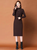 Knitted Dress In Autumn And Winter 2025 Two Sets Of Women's Long Thin Temperament Inside The Bottom Sweater