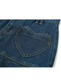 Waist Y2k Pleated Denim Skirt Women Casual Love Graphic Pocket Blue Washed Mini Skirt Summer 2023 Streetwear E-girl