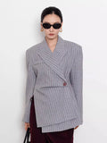 Suit 2025 New Niche Lazy High-End Design Stripe Splicing Blazer