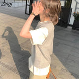 Vests Women O-neck Unisex Cozy Vintage Knitting Casual Ladies Solid All-match Student Streetwear Light Soft Ulzzang