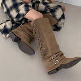 Lyserie Western Cowboy Boots 2025 Autumn And Winter New But Knee Long Belt Buckle Trouser