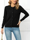 And Autumn Solid Color Round Collar Single Buckle Sweater Coat Casual Long-Sleeved Knitted Shirt
