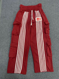 High Street Workwear Double Waist Head Trousers Leaf Camouflage Heavy Industry Striped Broad Leg