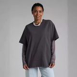 Summer New Bright Silk Mesh Splicing Long-Sleeved T-Shirt Women Loose Sun Protection Top Hot