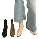 And Retro Plus Velvet Short-T-Crye Knight Boots French Thin Skinny Bare Boots Autumn And Winter Season Girl Boots