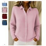 Button Knitted Sweater Cardigan Jacket Autumn And Winter New Solid Color Casual Fashion Women's