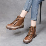 Martin Boots Women Retro Water Wash Skin With Beef Rib Bottom Boots Flat Base Soft Bottom Boots Plus