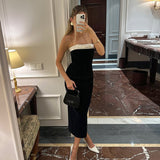 Women's Clothing 2025 Spring And Summer New Fashion Black And White Splicing Sexy Body Repair Kitted Thoracic