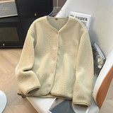 And Winter New Swaying Velvet Short Coat Women V-Neck Casual Thicken Warm Lamb Velvet Loose Coat