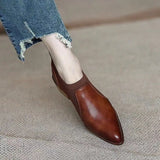 Heel Single-Shoe Women 2025 Spring And Autumn Commuting Tips With Retro Deep Mouth Pedaling Lazy Little Leather Shoes