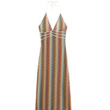 Women's Explosive V-Neck Crochet Sling Striped Back Dress Party Is