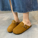 Large-Size Bag Head Thick-Bottom Cotton Slippers Women Plus Velvet Cork Dragged Lazy Man Velvet