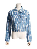 Zingj Street Short Jacket Spring 2024 New Lapel Word Button Wave Color Women's Denim