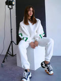 Women's Loose Leisure Back Print Thicken With Long-Sleeved Jacket Suit