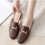 New Round-Headed Slippers Women Without Heel Half-To-Head Out Of The Head Muller Shoes Size