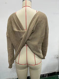 Zingj New Open Back Knit Sweater Long Sleeve Long Sleeve Knit Sweater Woman-Outfit