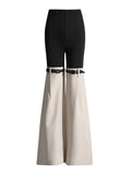 Zingj Horn Trousers 2024 Spring / Summer New High Waist Show Thin Design Sense Belt Splicing Solid Color Slim All-Match