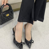 Patent Leather Tip-Headed Bow Sandals Women 2025 Spring And Autumn New French Shallow Thin-Word High-Heeled Shoes