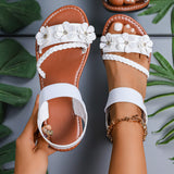 Flat-Bottomed Flowers Romanesque Windy Large-Size Sandals Women Woven Tight With Light Beach Cool