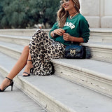 Women's Dress Skirt Leopard Print Skirt Tight Waist A-Skirt