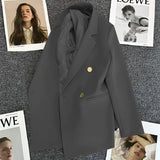 Zingj Suit Jacket Female 2024 Spring And Autumn Double-Breasted Green Suit Temperament Show Thin Web Celebrity Fried Street Clothes
