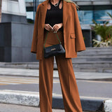 Spot 2025 Autumn / Winter New Solid Color Long Sleeve Women's Street Shot Two Casual Suit