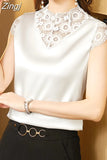 Womens Tops Satin Shirts and Blouses Fashion Elegant Woman Blouses Floral Hollow Out Vintage Blouse Silk Clothes for