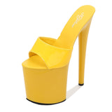 Zingj Patent Leather 17Cm20cm High Heels Heel Sexy Waterproof Platform Hate Day High Slippers Female