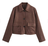 Women's Clothing Explosion Fashion With Old Money Velvet Leather Short