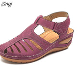 Summer Leather Vintage Sandals Buckle Casual Sewing Women Shoes Female Ladies Platform Retro Sandalias Plus