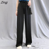 Pants Women Solid Summer Drape Mopping All-match Elegant Lace-up Elastic-waist Spring Long Trousers Korean Style Chic