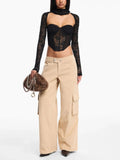New Summer Loose Comfortable Angel Wing Embroidered Trousers With Casual Straights