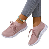 Casual Sports Single Shoe Lace Mesh Breathable Sports Single Shoes Women's Shoes Light Flat Bottom