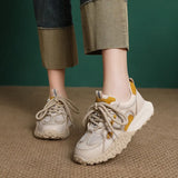 Layer Of Cowhers Old Dad Shoes 2025 Spring And Summer New Breathable Mesh Thick Bottom Casual Lace Single
