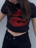 Eye Print Baby Crop Top- Outfit