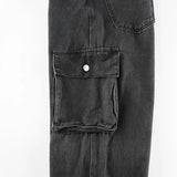 Washed Mid Waist Pocket Cargo JeansOutfit