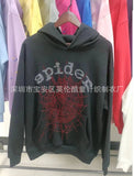Fashion Trend Foam Sp5der Spider Web Print Loose Hoodie Couple Hoodie