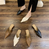 Shoes 2025 Summer New Flat Cool Slippers French Head Tip Flat And Folded Half Slippers Women