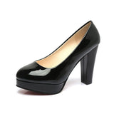 Zingj Size High Heels Spring 2023 New Single Shoes Round Head Thick With Patent Leather Waterproof Platform Sexy Thick Bottom Wedding Shoes Women-Outfit