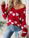 Wear Knitted Top Girl Loose Hollow V Collar Love