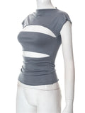 Hollow Out Long Sleeve T-shirts Tops Solid O Neck 2023 Causal Slim Fit Basic Tees Women Sexy T-Shirts Streetwear