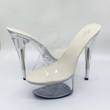 Zingj 34-43 Yards Sexy Super Heels 15CM Heel Platform Sandals Transparent Crystal Shoes Wedding