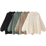 Women's INS Explosion Metal Buckle Cardigan