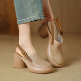 Pine Cake Thick Sole Hollow Sandals Women 2025 Summer New Thick Heel Round Head Buckle Back Empty Roman Women