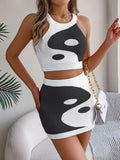 Shooting 2025 Spring And Summer Crashing Umbilled Umbilled Top Dress Knitted Suit Women's