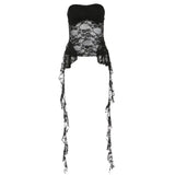 2024 Summer New Women's Lace-Up Tectoral Net Exposed Umbilly Body