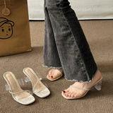 The Summer Of 2025, The New High-Heeled Women Wear Fashionable Round Head Thick And Net Red Crystal Slippers Women's