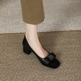 Small Fragrant Style Color High Heel Women 2025 Spring And Autumn New Thick Heel Anti-Slip Bow Retro Heel Single